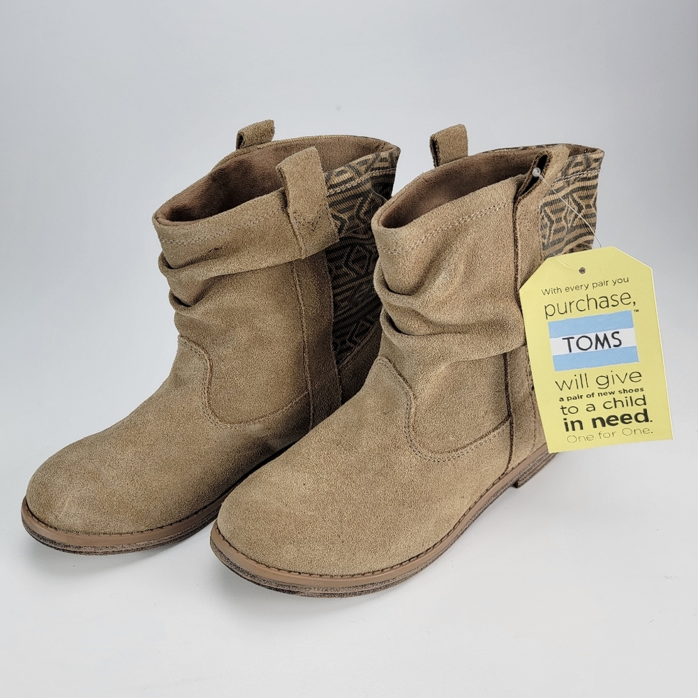 Toms Suede Aztec Laurel Slouchy Ankle Boots -Size 3 (fits Women's 5)